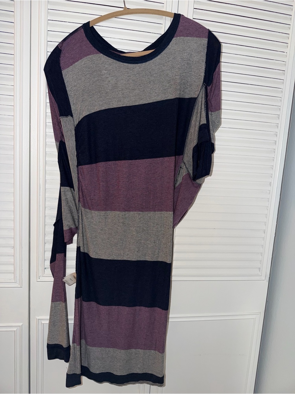 Vivienne Westwood Striped Batwing Tunic in Purple, Navy & Gray